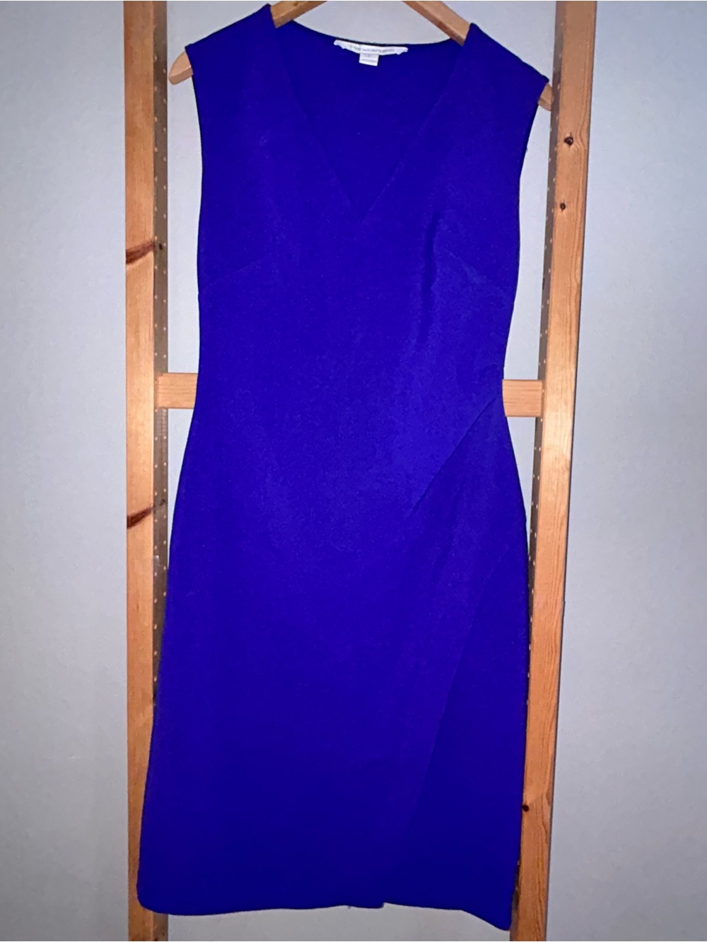 Diane Von Furstenberg Purple-Blue V‑Neck Midi Sheath Dress